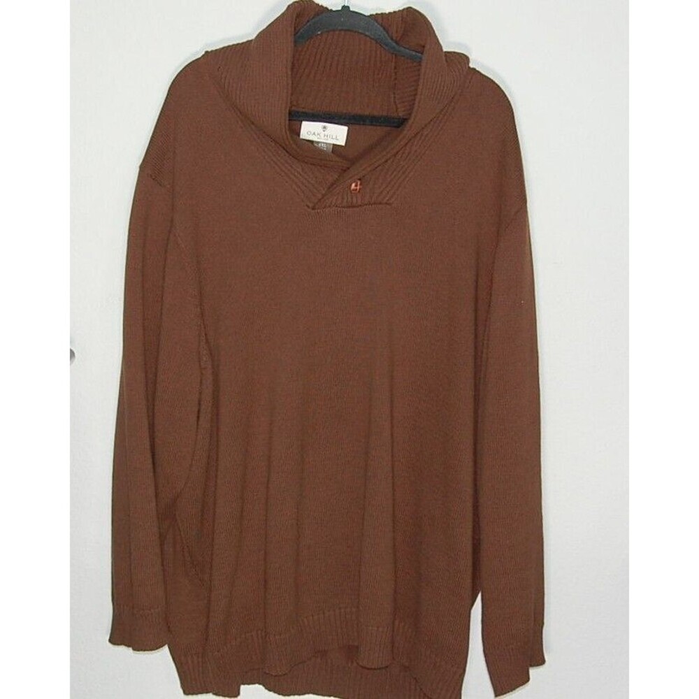 Oak Hill Mens Cotton Sweater 4XL Brown Shawl Neck Excellent Condition